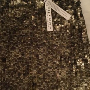 NWT Alice &Olivia Bryce Bronze Sequin Pencil Skirt